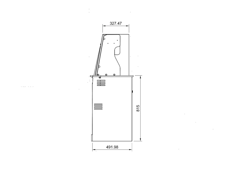 Side view of Ford Transit Custom SWB campervan side units 2012–2023 showing dimensions